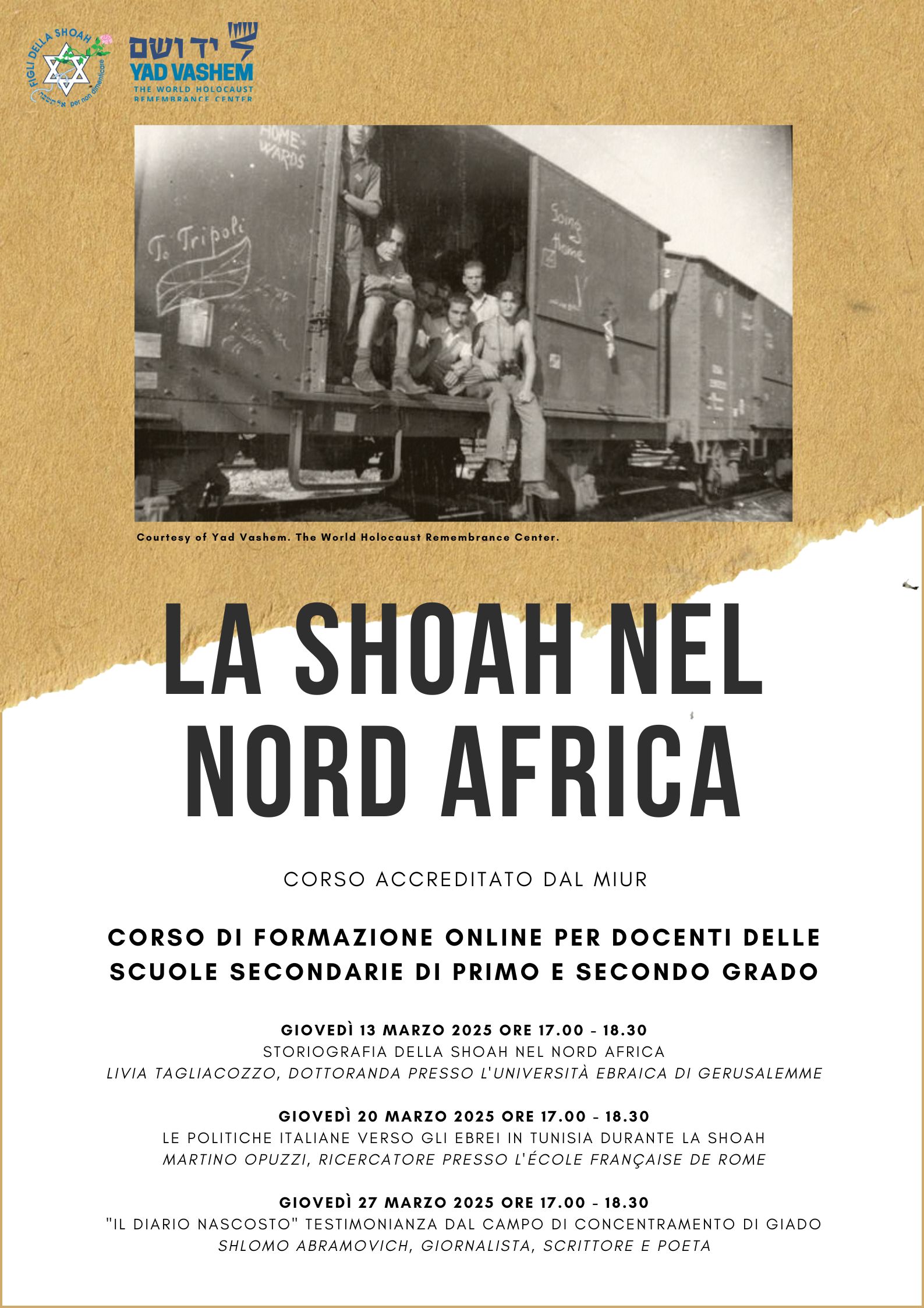 A.S. '24-'25 - Corso di formazione online con Yad Vashem: La Shoah nel Nord Africa